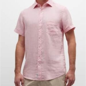 Rodd & Gunn Lotus Pink Ellerslie Sports Fit Shirt Linen Short Sleeve Shirt XL